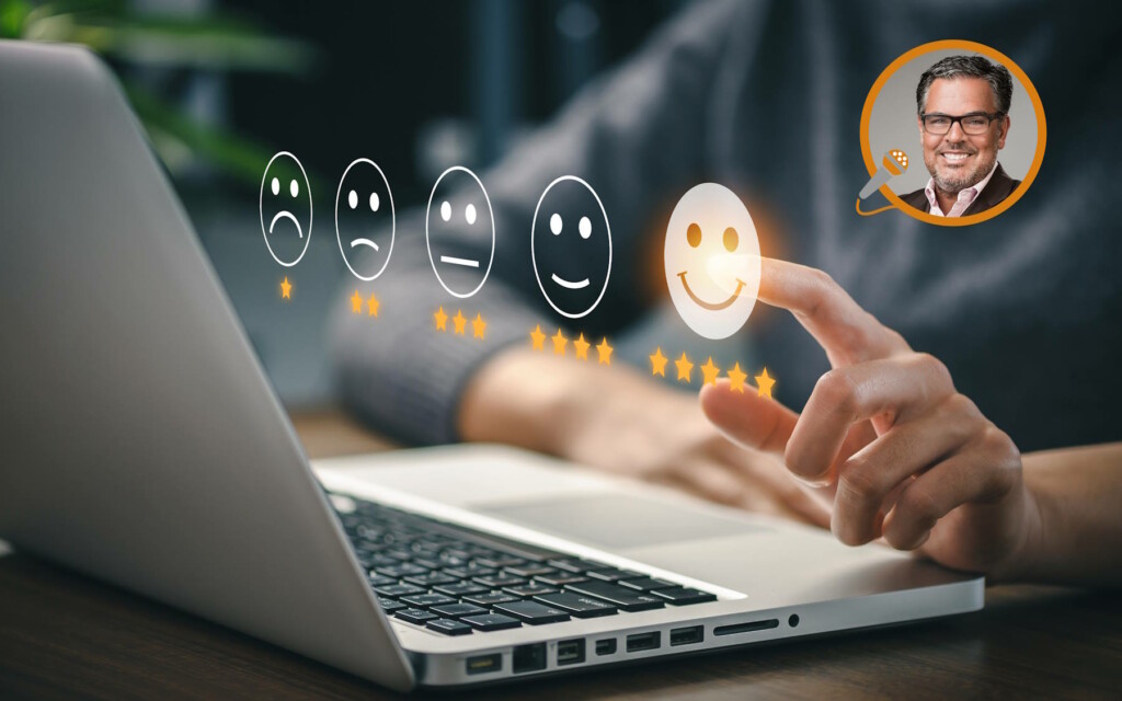 User give rating to service experience on online application for
